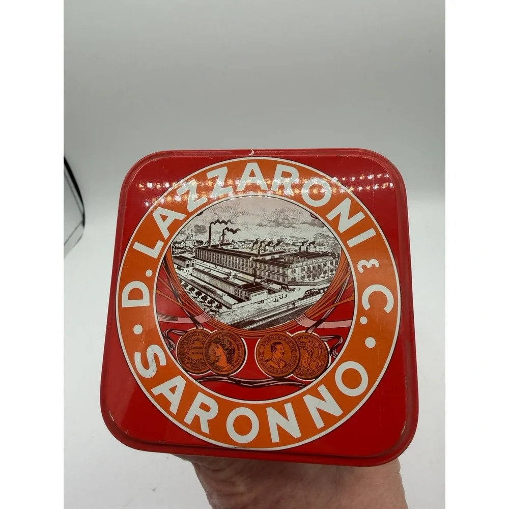 🍪 Lazzaroni Amarettini Di Saronno Collectible Tin – EMPTY Decorative Tin 🍪‎
